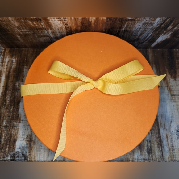 Vintage Hermes Round EMPTY Gift Box With Cushion Padding 9" X 3" 24 Faubourg - Picture 1 of 6